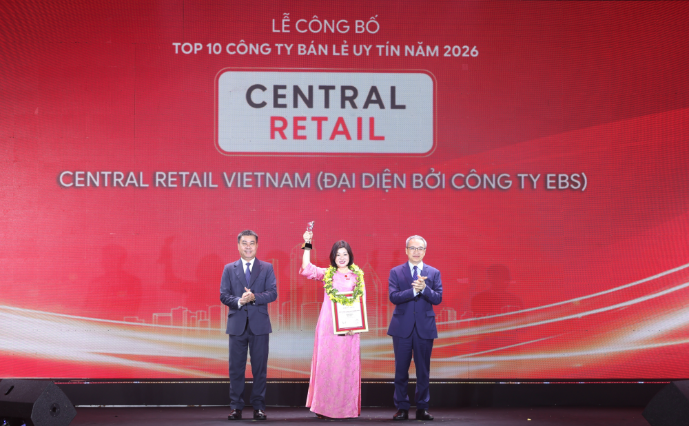 Central Retail Việt Nam tiếp tục được Vietnam Report vinh danh ở vị trí số 1 trong Top 10 Công ty uy tín ngành Bán lẻ năm 2026